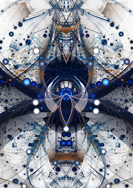 Abstract Fractal Design with Blue Orbs