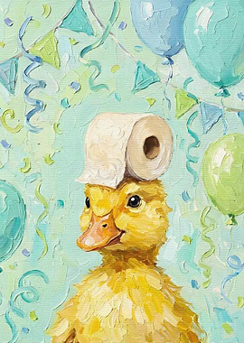 Duckling with Toilet Paper Hat