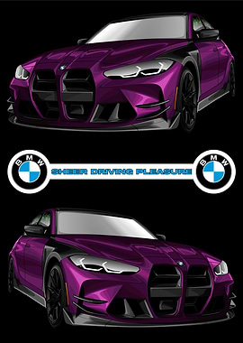 Purple BMW M4 Illustration