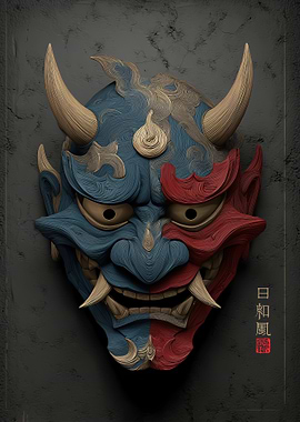 Japanese Oni Mask Art