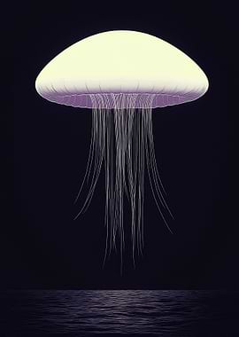 Glowing Jellyfish in Dark Ocean