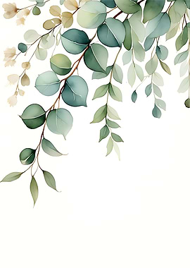 Watercolor Eucalyptus Leaves