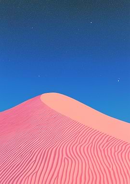 Pink Sand Dune Under Starry Sky