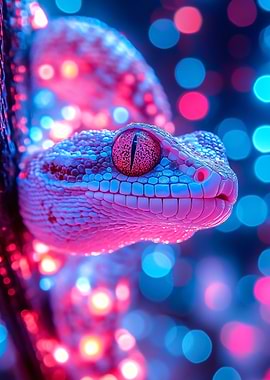 Neon Snake Portrait