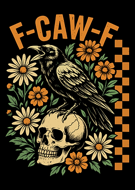 Raven Skull Art Poster, Gothic Floral Wall Art, Dark Botanical Illustration Print