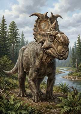 Styracosaurus Dinosaur in Forest