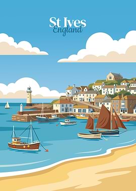 St Ives, England Travel Poster