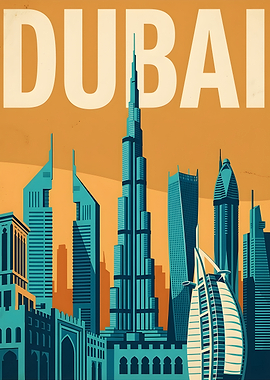 Dubai Skyline Travel Poster