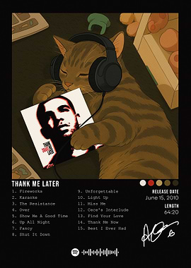 Cat listening to Drake's 'Thank Me Later'