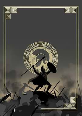 Spartan Warrior in Battle Silhouette