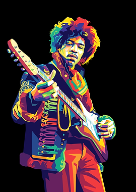 Jimi Hendrix Colorful Pop Art Portrait