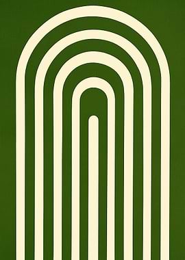 Abstract Green and Beige Arch Pattern
