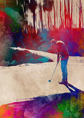 Watercolor Golf Swing