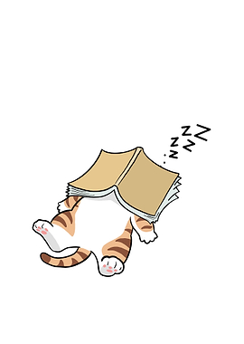 Sleeping Cat with Book