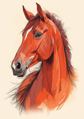 Elegant Horse Portrait in Watercolor Style
