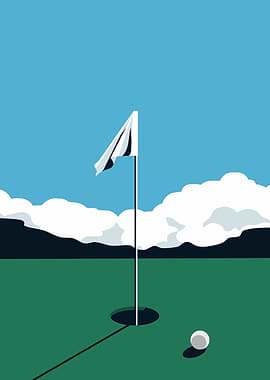 Golf Course Minimalist Illustration