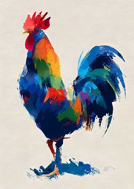 Colorful Rooster Painting