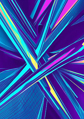 Abstract Geometric Lines in Purple and Blue