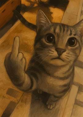 Cat Giving the Middle Finger