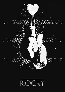 Rocky Boxing Gloves Heart Black White