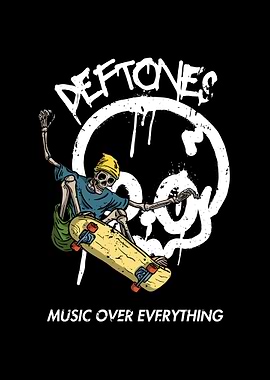 Deftones Skeleton Skateboard Music Art