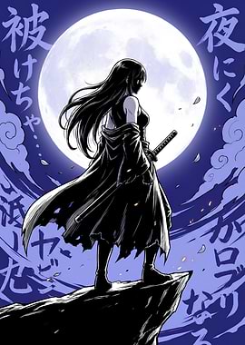 Anime Warrior Under Moonlight