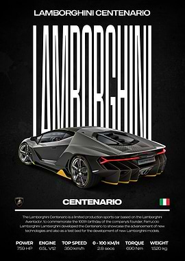 Lamborghini Centenario Car Poster