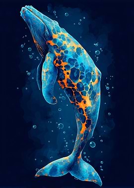 Abstract Whale in Deep Blue Sea