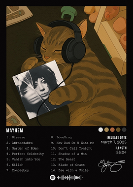 Cat with Headphones Album Cover Art
