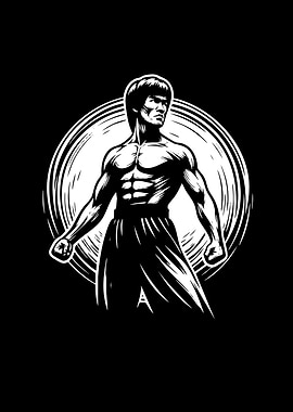 Bruce Lee Black and White Illustration
