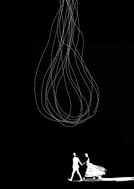 Minimalist Wedding Couple with Abstract Light