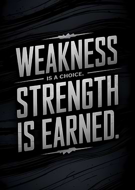 Weakness is a choice, strength earned.
