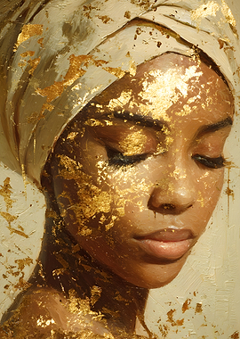 Golden Woman Portrait Painting