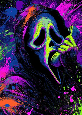 Scream Ghostface Neon Splatter Art