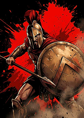 Spartan Warrior with Spear and Shield
