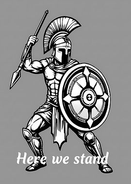 Spartan Warrior with Spear and Shield
