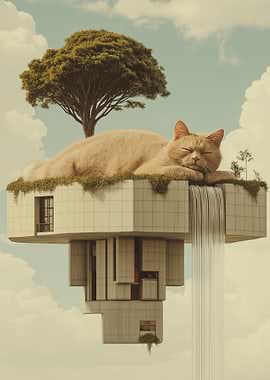 Dreamy Cat Nap on Floating Island