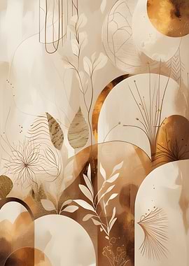 Abstract Botanical Art in Neutral Tones