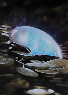 Glowing Orb on Coins Painting