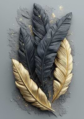 Elegant Feathers in Gold and Black