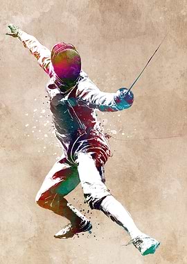 Fencing Watercolor Art