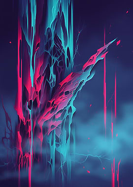 Abstract Pink and Blue Waterfall