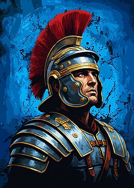Roman Legionary Portrait with Blue Background