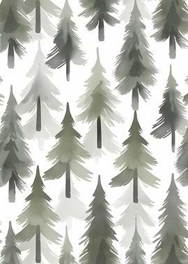 Watercolor Pine Tree Pattern