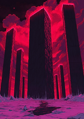 Monoliths in a Red Sky