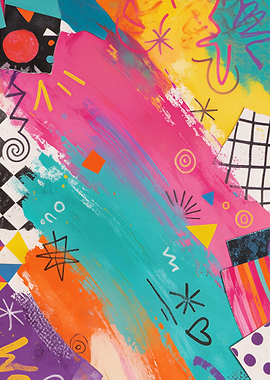 Colorful Abstract Collage with Geometric Shapes