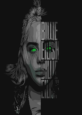 Billie Eilish Portrait with Text
