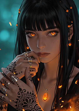 Mystical Woman with Fiery Eyes