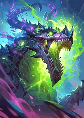 Fantasy Dragon with Glowing Green Energy