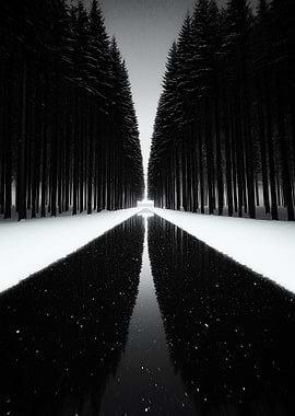 Monochrome Forest Reflection